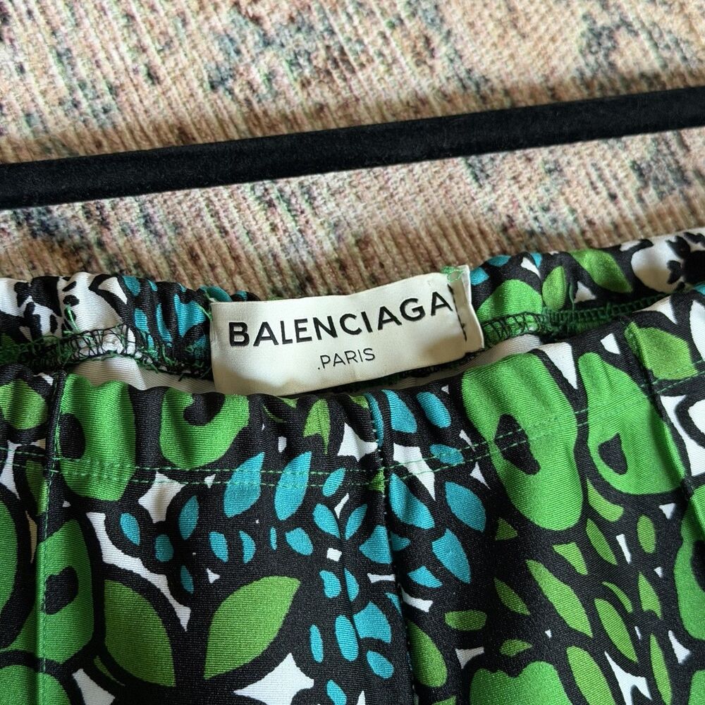 Balenciaga Paris Spring 2017 Floral Print Legging Dress Pant Green Blue XL $1090 - Picture 7 of 14